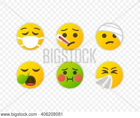 Emoji Sick Set. Vector & Photo (Free Trial) | Bigstock