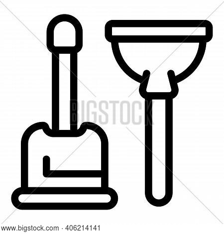 Toilet Hand Pump Icon. Outline Toilet Hand Pump Vector Icon For Web Design Isolated On White Backgro