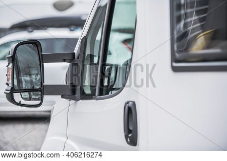 Modern Brand New Class C Camper Van For Sale On Dealership Parking Lot. Recreational Vehicles Indust
