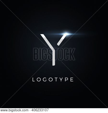 Futurism Style Letter Y. Minimalist Type For Modern Futuristic Logo, Elegant Cyber Tech Monogram, Di