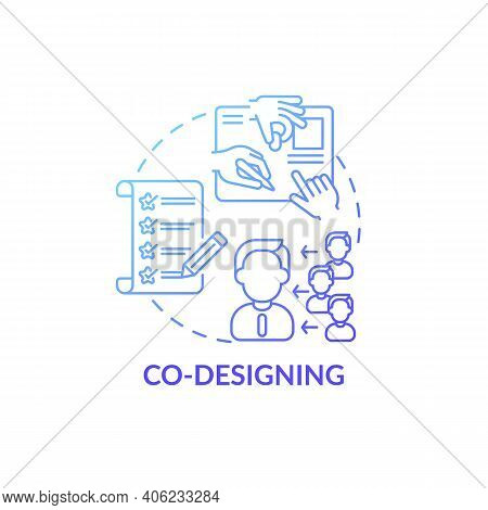 Co-designing Concept Icon. Co Creation Type Idea Thin Line Illustration. Design Developing Process W