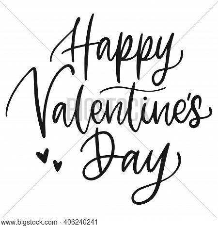 Happy Valentines Day. Handwriting Valentines Day Text. Isolared Heart Shape Greeting Card. Love Post