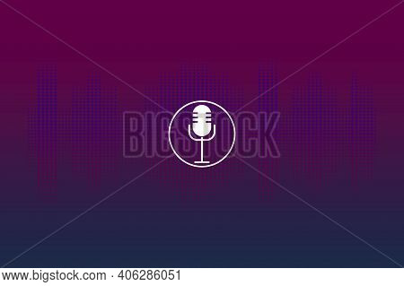 Button With Blue Wave Microphone. Future Technology Concept. Vector Illustration.stock Image. Eps 10