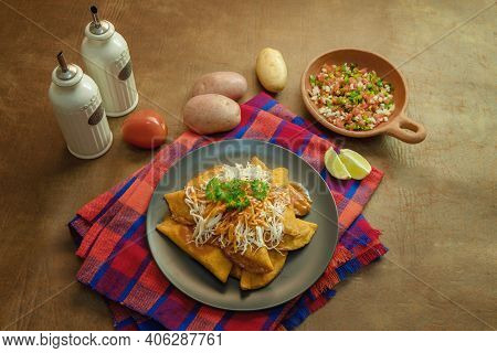 Homemade Stuffed Meat Pie On A Background Also Called 