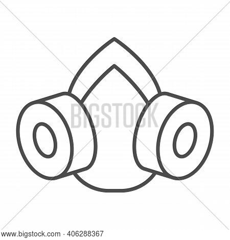 Gas Mask Thin Line Icon, Pest Control Concept, Respirator Sign On White Background, Pest Control Equ