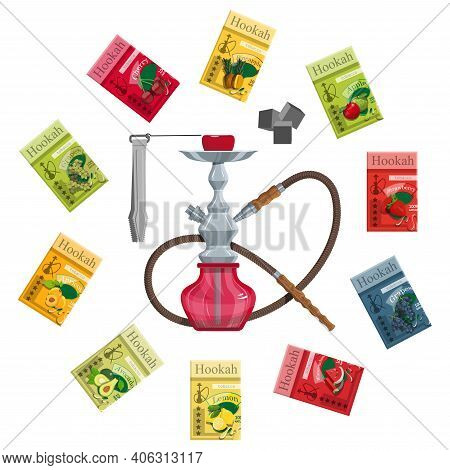 Hookah Vector Image. Relaxing Smoking. Hookah Logo Design, Label, Badge. Relaxation. Logo For Printi