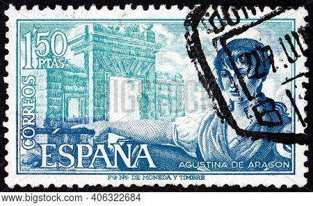 Spain - Circa 1968: A Stamp Printed In The Spain Shows Agustina De Aragon, Was A Spanish Heroine Dur