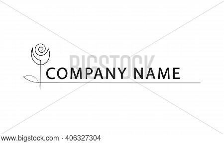 Vector Rose Logo For Flower Store Beauty Salon And Other Business. Design Template.