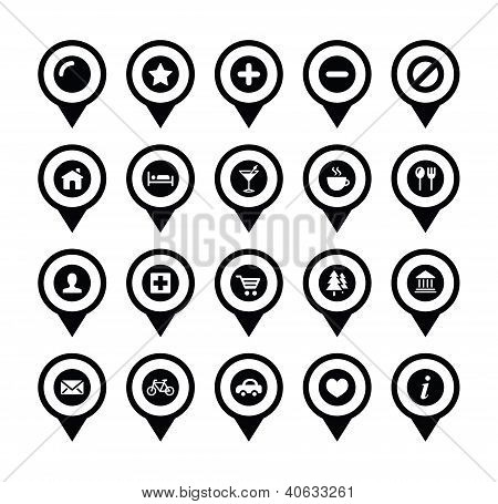Mappa di indicatori di posizione, puntatori vector icons set