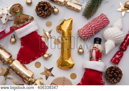 12 Days Of Christmas. 1st Day Flaylay Balloon With Festive Decorations