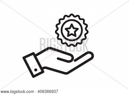 Top Services Rating Icon Isolated On White Background. Star In Hand Icon. Vector Illustration