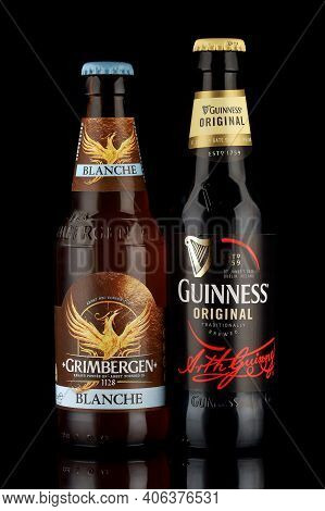 Lviv, Ukraine - January 04, 2021: Guinness And Grimbergen Beers