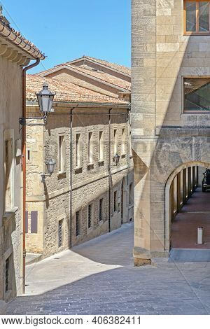 Narrow Streets In San Marino Town Microstate