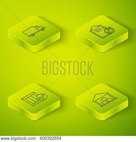Set Isometric Verification Of Delivery List Clipboard, Wooden Box With Check Mark, Warehouse And Del