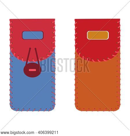 Two Leather Female Wallets Vector Illustration On White