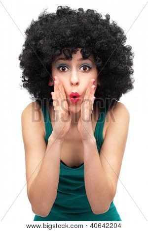 Funky donna chiamare qualcuno