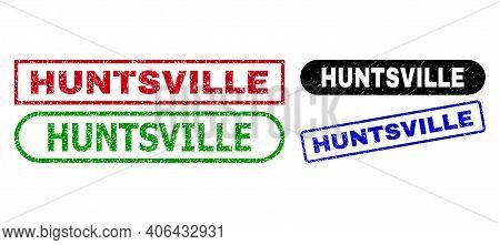 Huntsville Grunge Seal Stamps. Flat Vector Distress Seal Stamps With Huntsville Message Inside Diffe