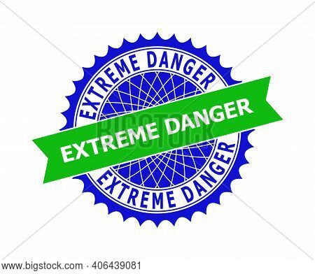 Vector Extreme Danger Bicolor Template For Watermarks With Clean Surface. Flat Simple Seal Template 