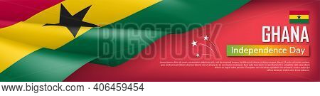 Ghana Independence Day Horizontal Banner. National Holiday Greeting Card, Invitation, Festive Backgr