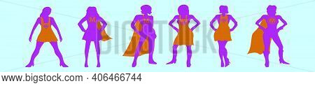 Set Of Supermom Cartoon Icon Design Template With Various Models. Modern Vector Illustration Isolate
