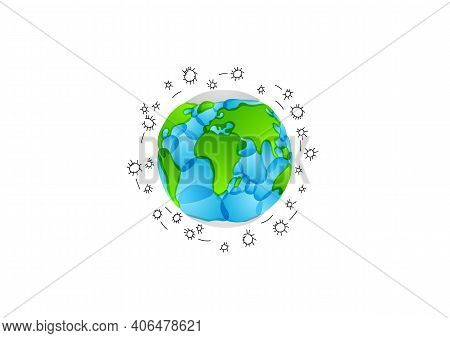 The 2019 Covid Virus Has Swept The World. Planet Earth Is Surrounded By Coronavirus Bacteria.