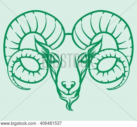 Sketch Of Indian Big Horn Sheep Or Goat Outline Editable Illustration