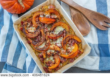 Healthy Baked Pumpkin Polenta Pizza With Cheese