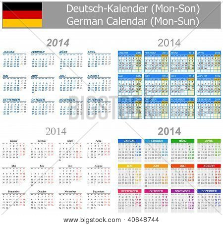 2014 Mix alemán calendario Lun-Dom