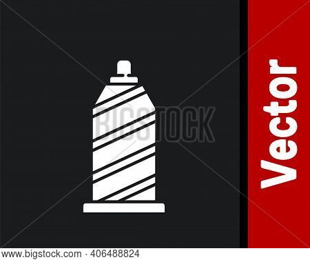 White Sewing Thread On Spool Icon Isolated On Black Background. Yarn Spool. Thread Bobbin. Vector Il