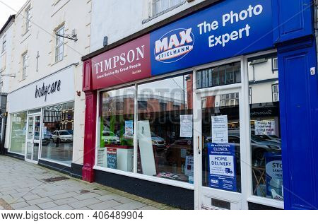 Mold, Flintshire; Uk: Jan 28, 2021: A Very Quiet Mold Town Centre On A Thursday Afternoon. A Timpson