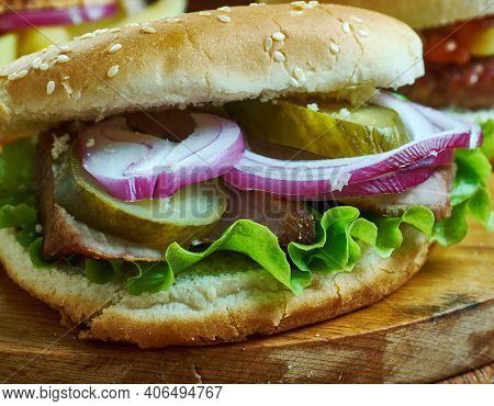Butifarra Sandwich  -essential Peruvian Ham Sandwich.  Lifestyle Food  Close Up