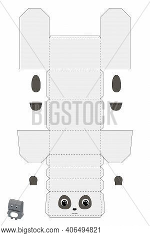 Party Favor Box Panda Design For For Sweets, Candies, Small Presents, Bakery. Package Template, Grea