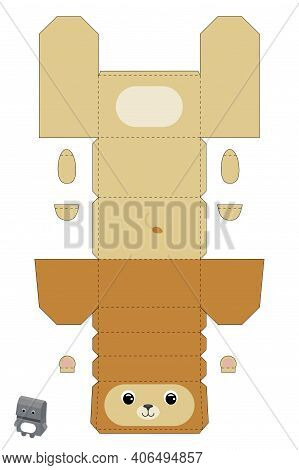 Party Favor Box Lion Design For For Sweets, Candies, Small Presents, Bakery. Package Template, Great