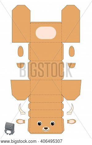 Party Favor Box Yak Design For For Sweets, Candies, Small Presents, Bakery. Package Template, Great 
