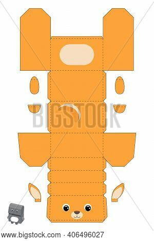 Party Favor Box Kangaroo Design For For Sweets, Candies, Small Presents, Bakery. Package Template, G