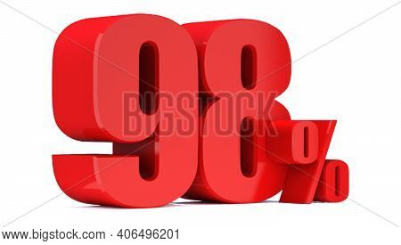 98 Percent Off 3d Sign On White Background, Special Offer 98% Discount Tag, Sale Up To 98 Percent Of