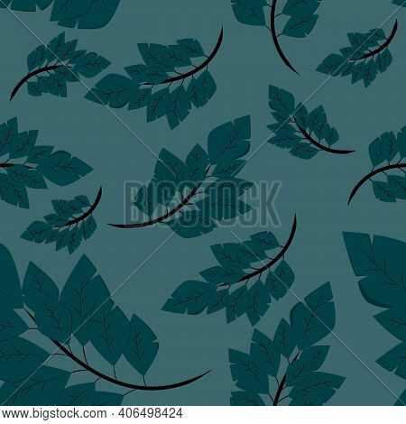Seamless Pattern Of Green Plants On Green Background