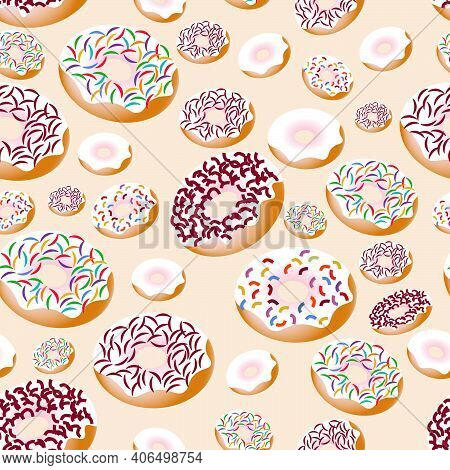 Seamless Pattern Of Vector Sweet Donuts For Textile Things