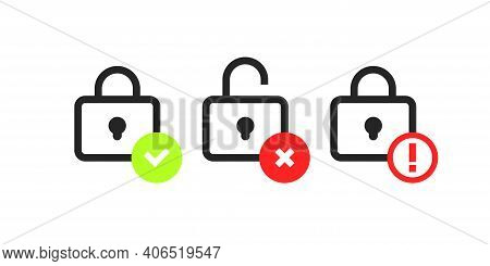 Lock And Unlock Vector Padlock Shape Icon Set, Blocked And Unblocked Secur Acces Padlocks Isolated I