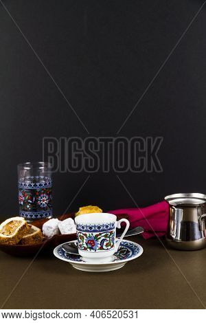 Turkish Coffee With Baclava And Delight.