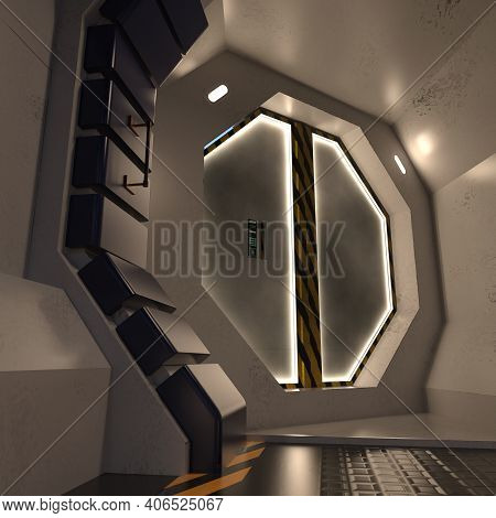 3D Rendering Science Fiction Corridor