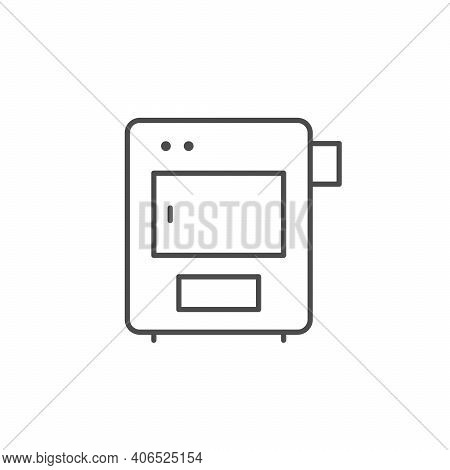 Solid Fuel Boiler Line Outline Icon Isolated On White. Vector Illustration