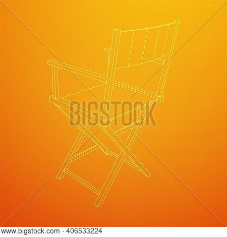 Director Movie Workplace Chair. Wireframe Low Poly Mesh Vector Illustration