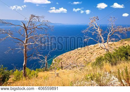 Island Of Brac Southern Coastline View, Dalmatia Archipelago Of Croatia