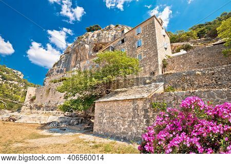 Pustinja Blaca Hermitage Hidden In Stone Desert Canyon Of Brac Island, Dalmatia Archipelago Of Croat