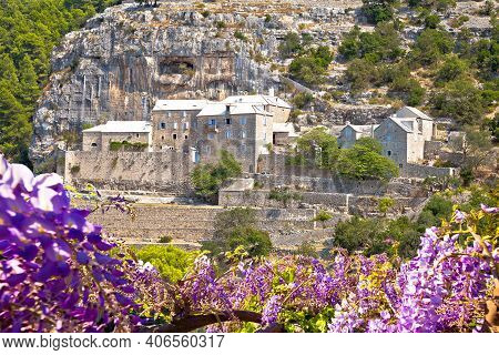 Pustinja Blaca Hermitage Hidden In Stone Desert Canyon Of Brac Island, Dalmatia Archipelago Of Croat