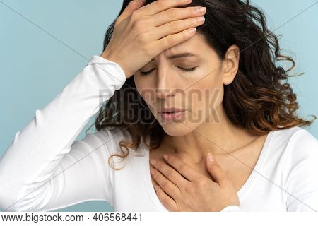 Breathing, Respiratory Problem, Asthma Attack, Pressure, Chest Pain, Sun Stroke, Dyspnea Concept. St