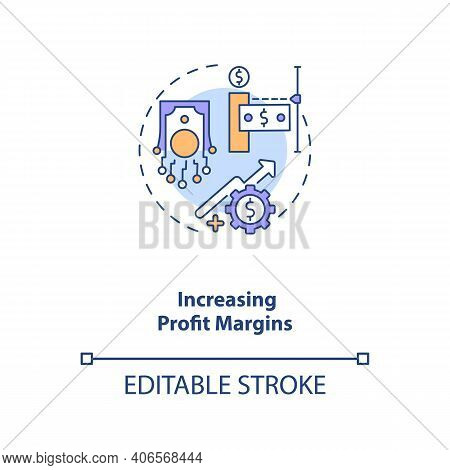 Increasing Profit Margins Concept Icon. Industry 4.0 Goal Idea Thin Line Illustration. Generating Re