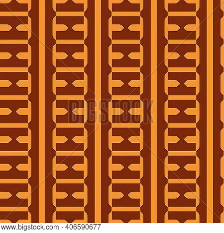 Seamless Abstract Pattern Of Brown And Yellow Lines Against A Dark Background. Vector Illustration