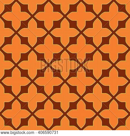 Seamless Abstract Pattern On Arabic Themes. Geometric Shapes On A Brown Background, Vector Illustrat
